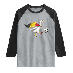 Belgium Soccer Goose Raglan Shirt Belgian Flag Patriotic Football Fan Graphic TS10 XS Heather Gray Black Print Your Wear
