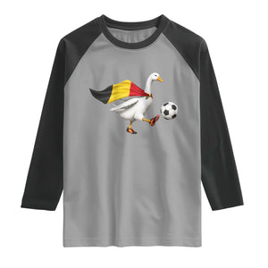 Belgium Soccer Goose Raglan Shirt Belgian Flag Patriotic Football Fan Graphic TS10 Sport Gray Black Print Your Wear