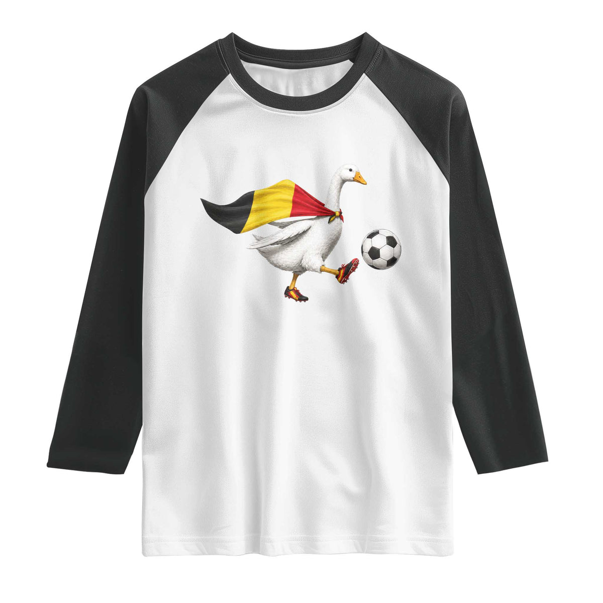 Belgium Soccer Goose Raglan Shirt Belgian Flag Patriotic Football Fan Graphic TS10 White Black Print Your Wear