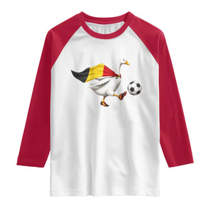Belgium Soccer Goose Raglan Shirt Belgian Flag Patriotic Football Fan Graphic TS10 White Red Print Your Wear