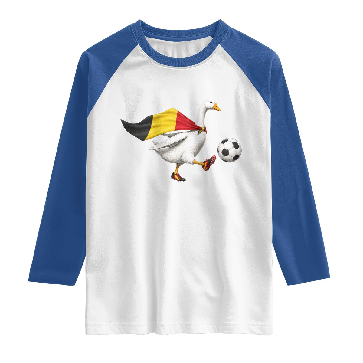 Belgium Soccer Goose Raglan Shirt Belgian Flag Patriotic Football Fan Graphic TS10 White Royal Print Your Wear