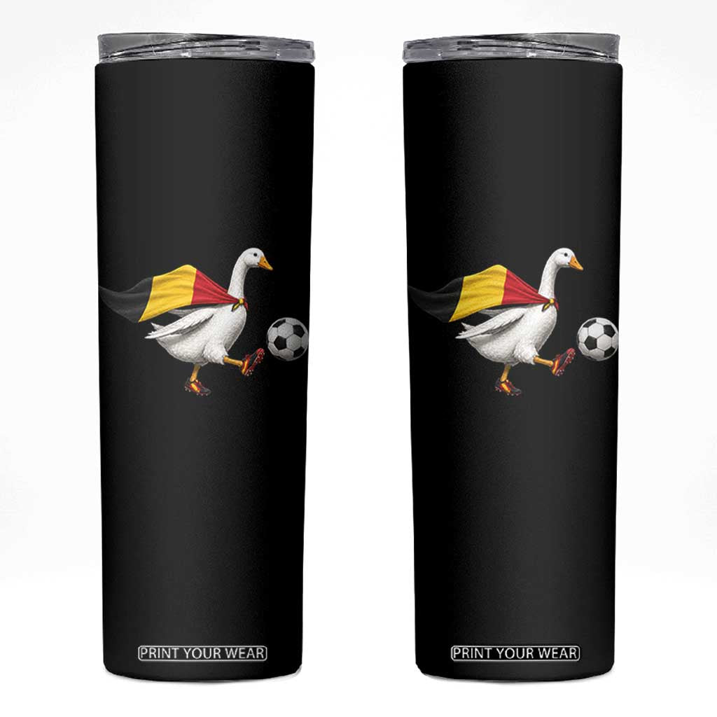 Belgium Soccer Goose Skinny Tumbler Belgian Flag Patriotic Football Fan Graphic TS10 Black Print Your Wear