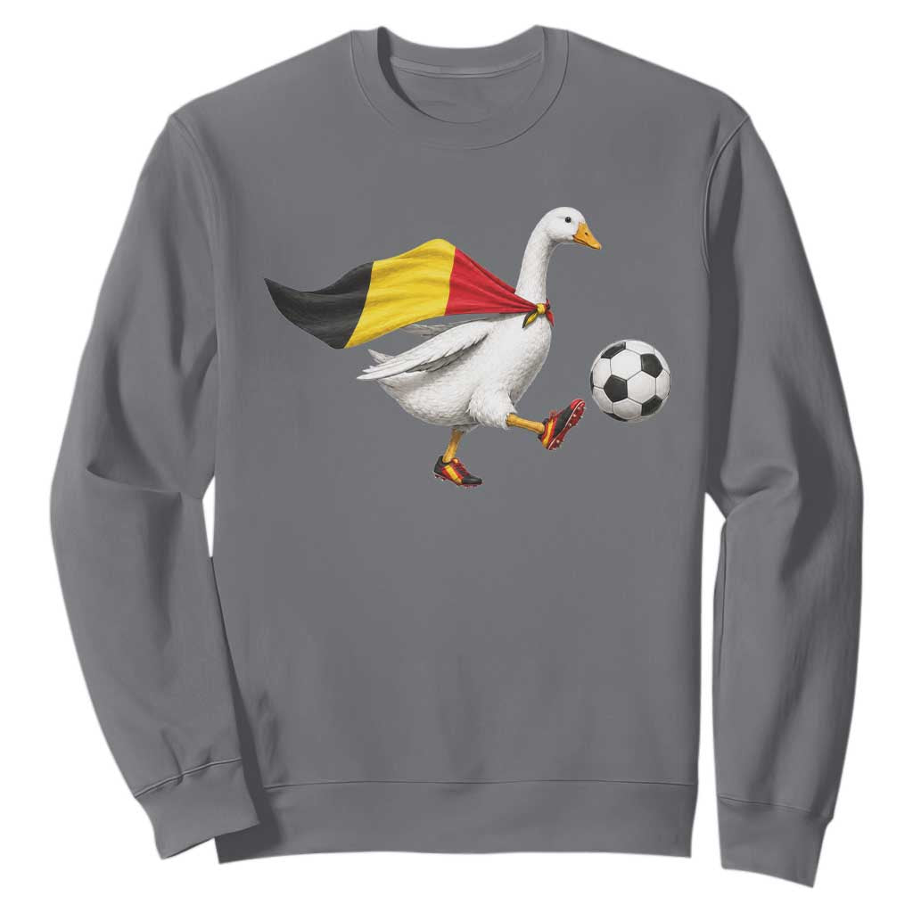 Belgium Soccer Goose Sweatshirt Belgian Flag Patriotic Football Fan Graphic TS10 Charcoal Print Your Wear