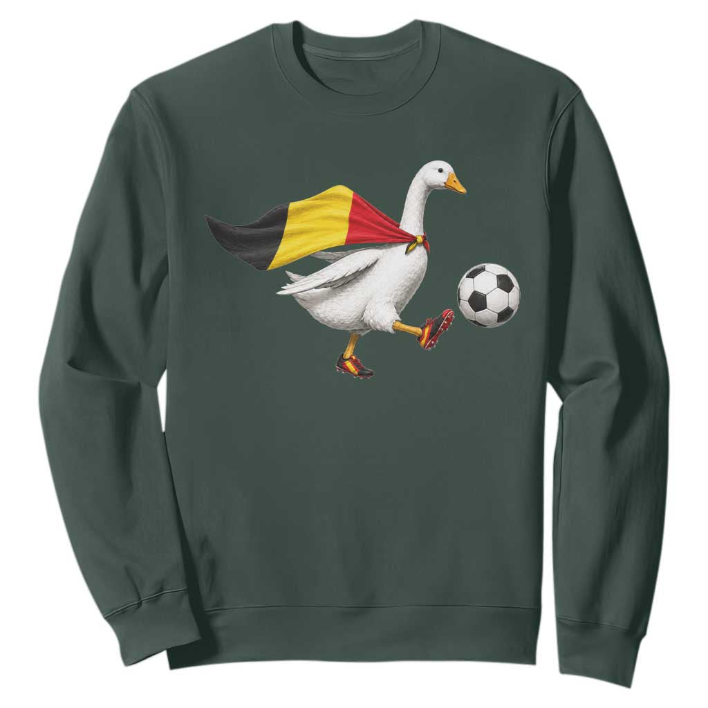Belgium Soccer Goose Sweatshirt Belgian Flag Patriotic Football Fan Graphic TS10 Dark Forest Green Print Your Wear