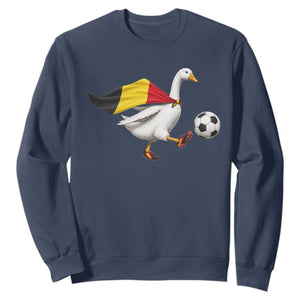 Belgium Soccer Goose Sweatshirt Belgian Flag Patriotic Football Fan Graphic TS10 Navy Print Your Wear