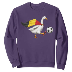 Belgium Soccer Goose Sweatshirt Belgian Flag Patriotic Football Fan Graphic TS10 S Purple Print Your Wear