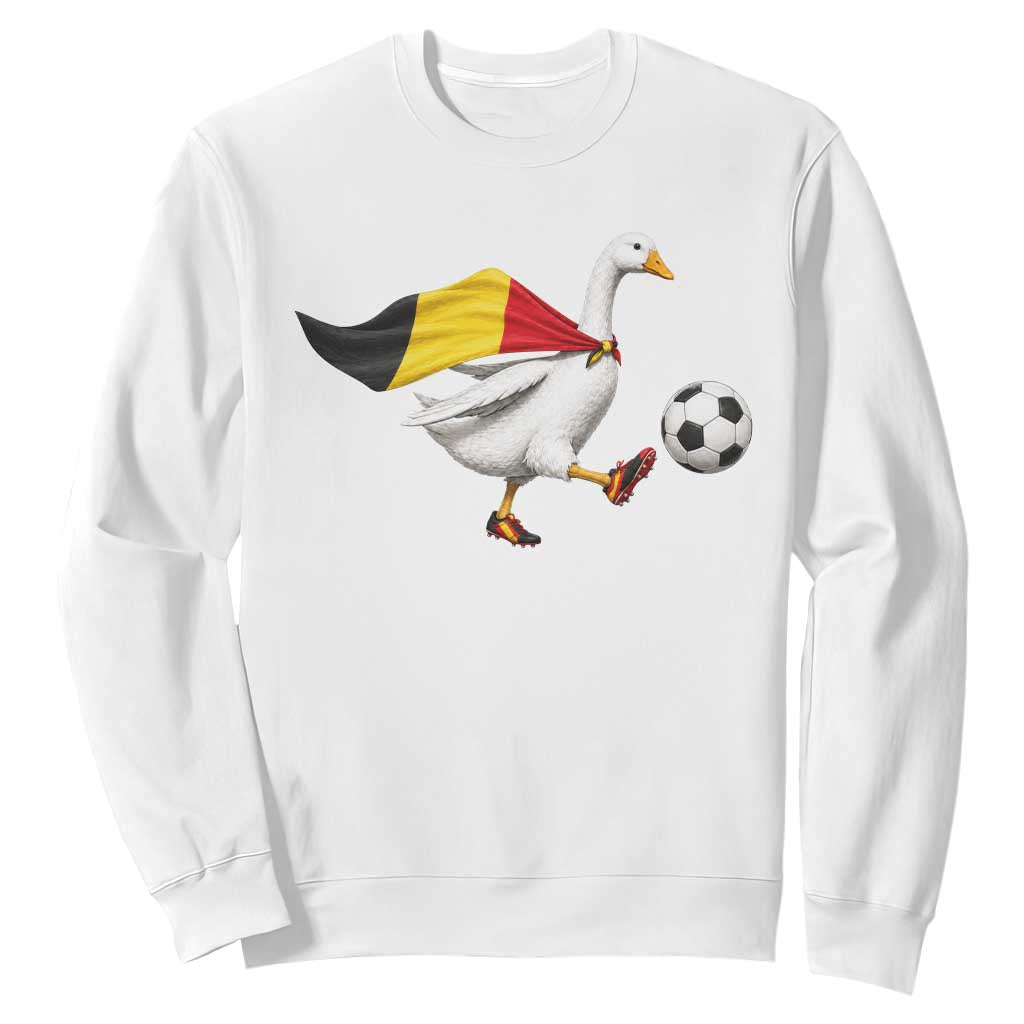 Belgium Soccer Goose Sweatshirt Belgian Flag Patriotic Football Fan Graphic TS10 White Print Your Wear