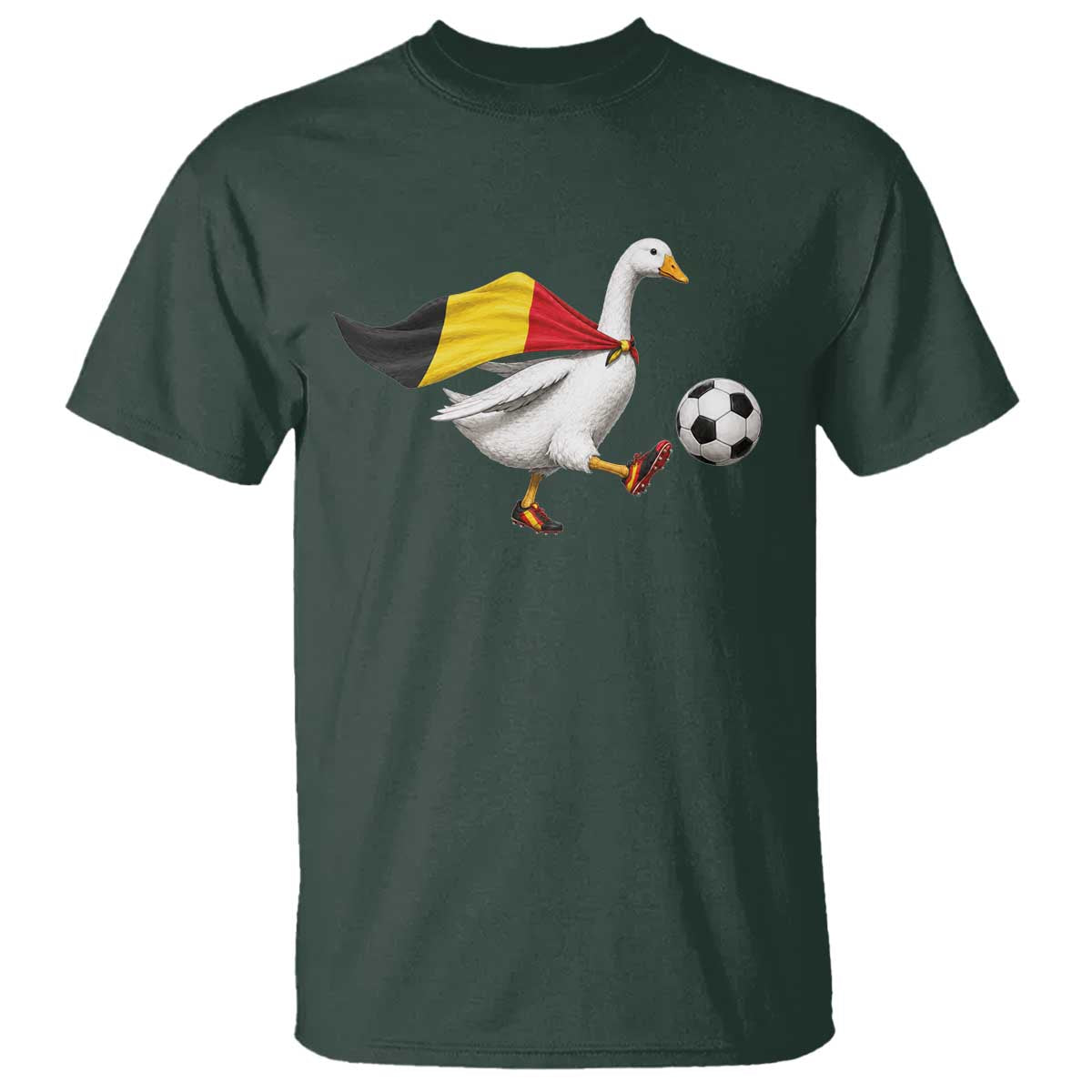 Belgium Soccer Goose T Shirt Belgian Flag Patriotic Football Fan Graphic TS10 Dark Forest Green Print Your Wear