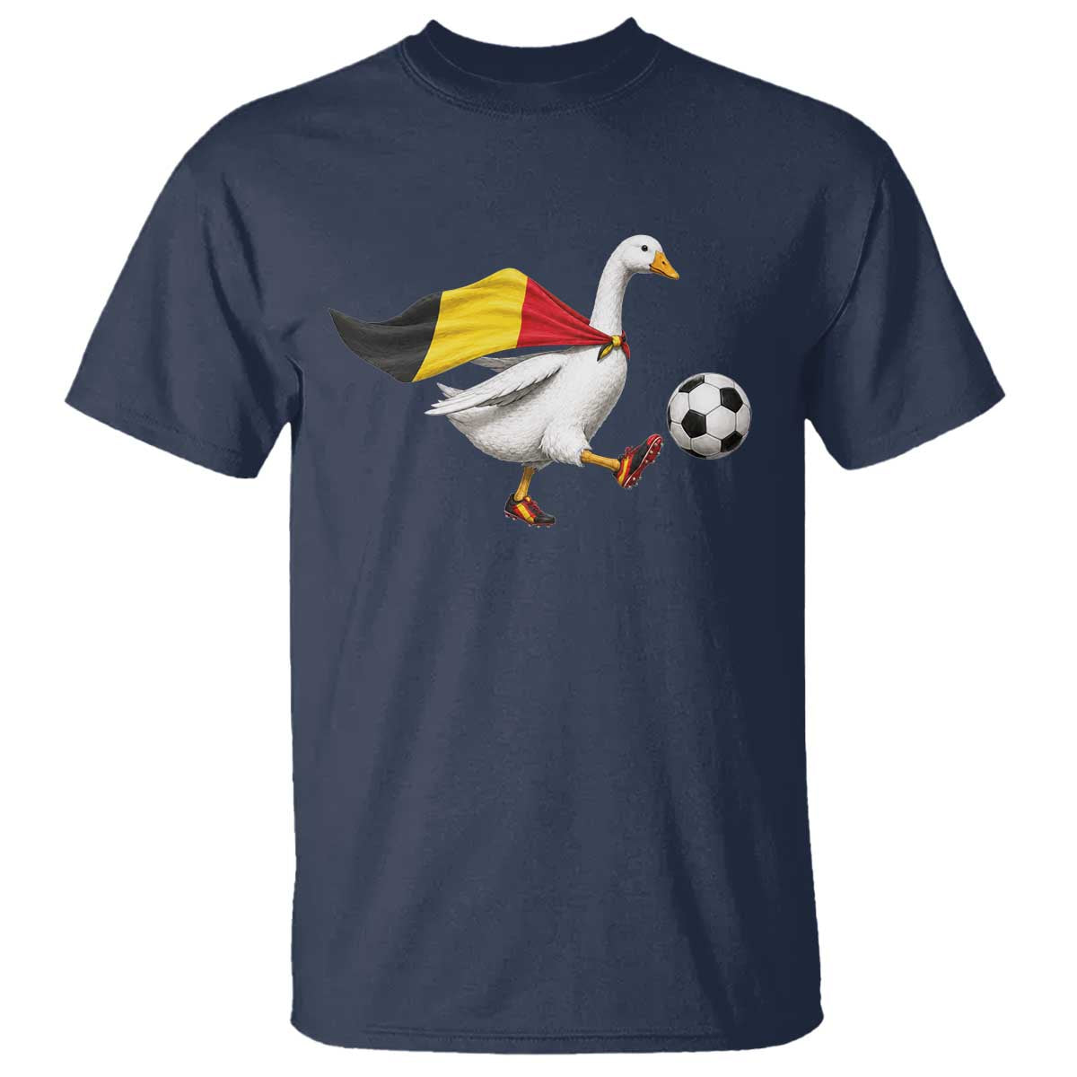 Belgium Soccer Goose T Shirt Belgian Flag Patriotic Football Fan Graphic TS10 Navy Print Your Wear