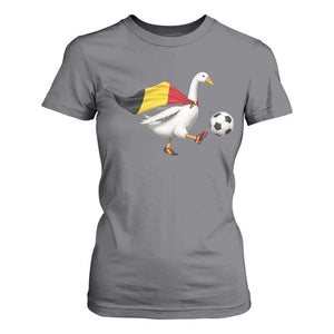 Belgium Soccer Goose T Shirt For Women Belgian Flag Patriotic Football Fan Graphic TS10 Charcoal Print Your Wear