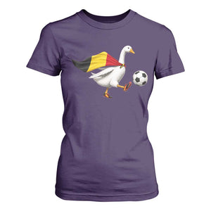 Belgium Soccer Goose T Shirt For Women Belgian Flag Patriotic Football Fan Graphic TS10 Purple Print Your Wear