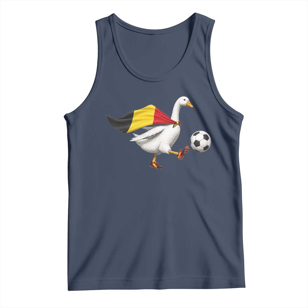 Belgium Soccer Goose Tank Top Belgian Flag Patriotic Football Fan Graphic TS10 Navy Print Your Wear