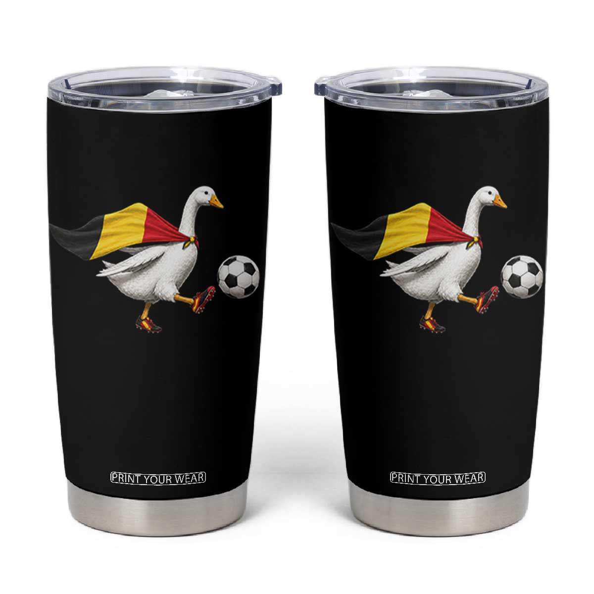 Belgium Soccer Goose Tumbler Cup Belgian Flag Patriotic Football Fan Graphic TS10 Black Print Your Wear
