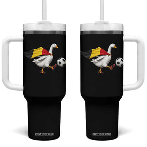 Belgium Soccer Goose Tumbler With Handle Belgian Flag Patriotic Football Fan Graphic TS10 One Size: 40 oz Black Print Your Wear