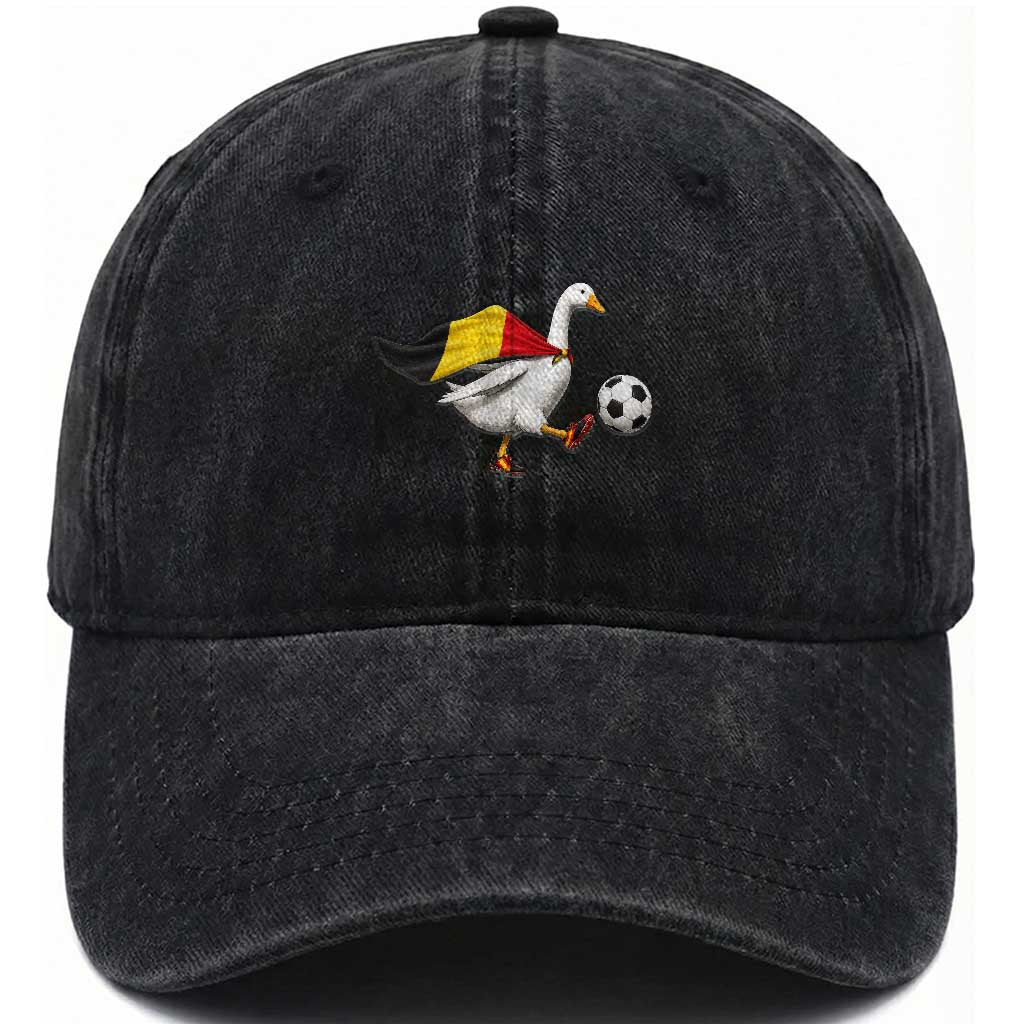 Belgium Soccer Goose Washed Cotton Baseball Cap Belgian Flag Patriotic Football Fan Graphic TS10 Print Your Wear