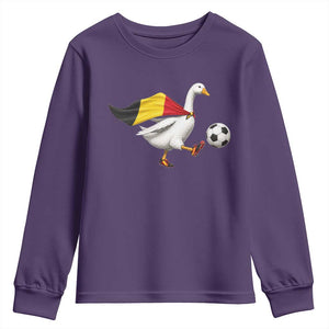 Belgium Soccer Goose Youth Sweatshirt Belgian Flag Patriotic Football Fan Graphic TS10 Purple Print Your Wear