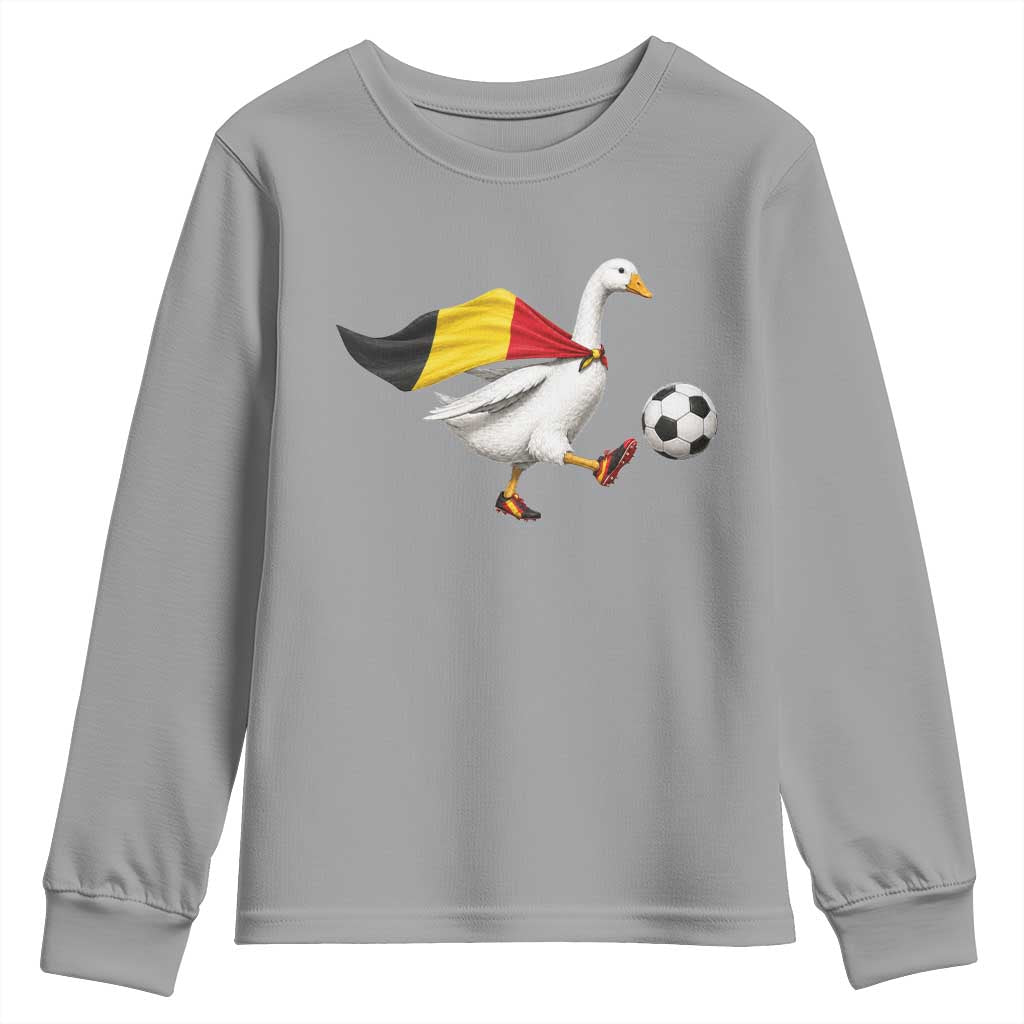 Belgium Soccer Goose Youth Sweatshirt Belgian Flag Patriotic Football Fan Graphic TS10 Sport Gray Print Your Wear