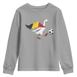 Belgium Soccer Goose Youth Sweatshirt Belgian Flag Patriotic Football Fan Graphic TS10 Sport Gray Print Your Wear