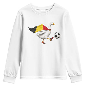 Belgium Soccer Goose Youth Sweatshirt Belgian Flag Patriotic Football Fan Graphic TS10 White Print Your Wear