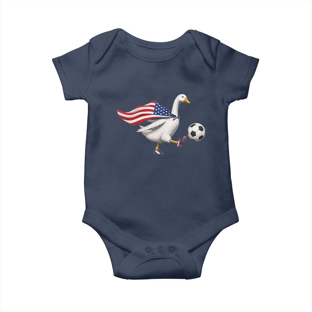 USA Soccer Goose Baby Onesie American Flag Patriotic Football Fan Graphic TS10 Navy Print Your Wear