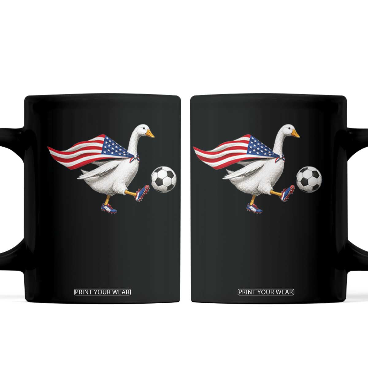 USA Soccer Goose Coffee Mug American Flag Patriotic Football Fan Graphic TS10 Black Print Your Wear
