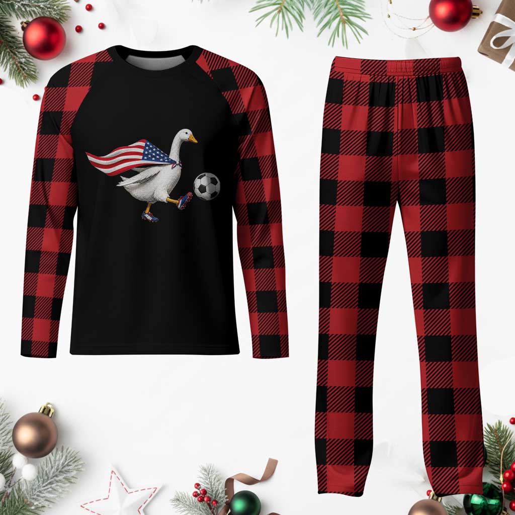 USA Soccer Goose Plaid Pajama Set American Flag Patriotic Football Fan Graphic TS10 Buffalo Plaid Print Your Wear