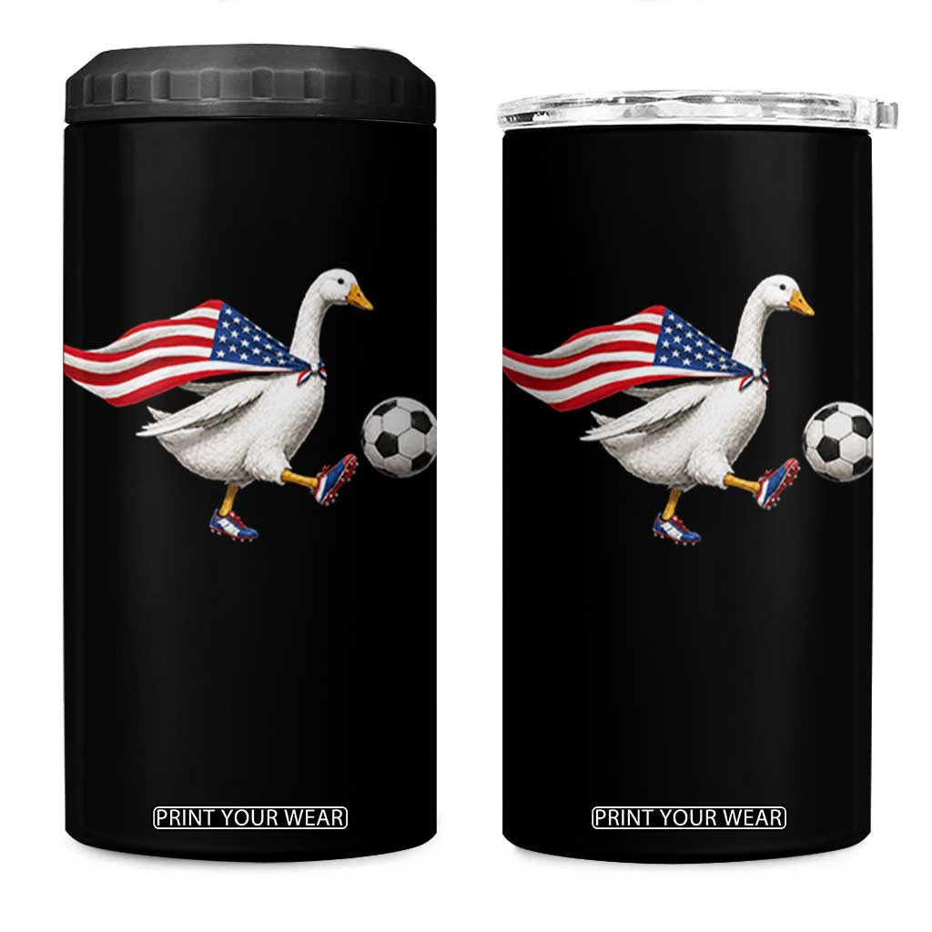 USA Soccer Goose 4 in 1 Can Cooler Tumbler American Flag Patriotic Football Fan Graphic TS10 One Size: 16 oz Black Print Your Wear