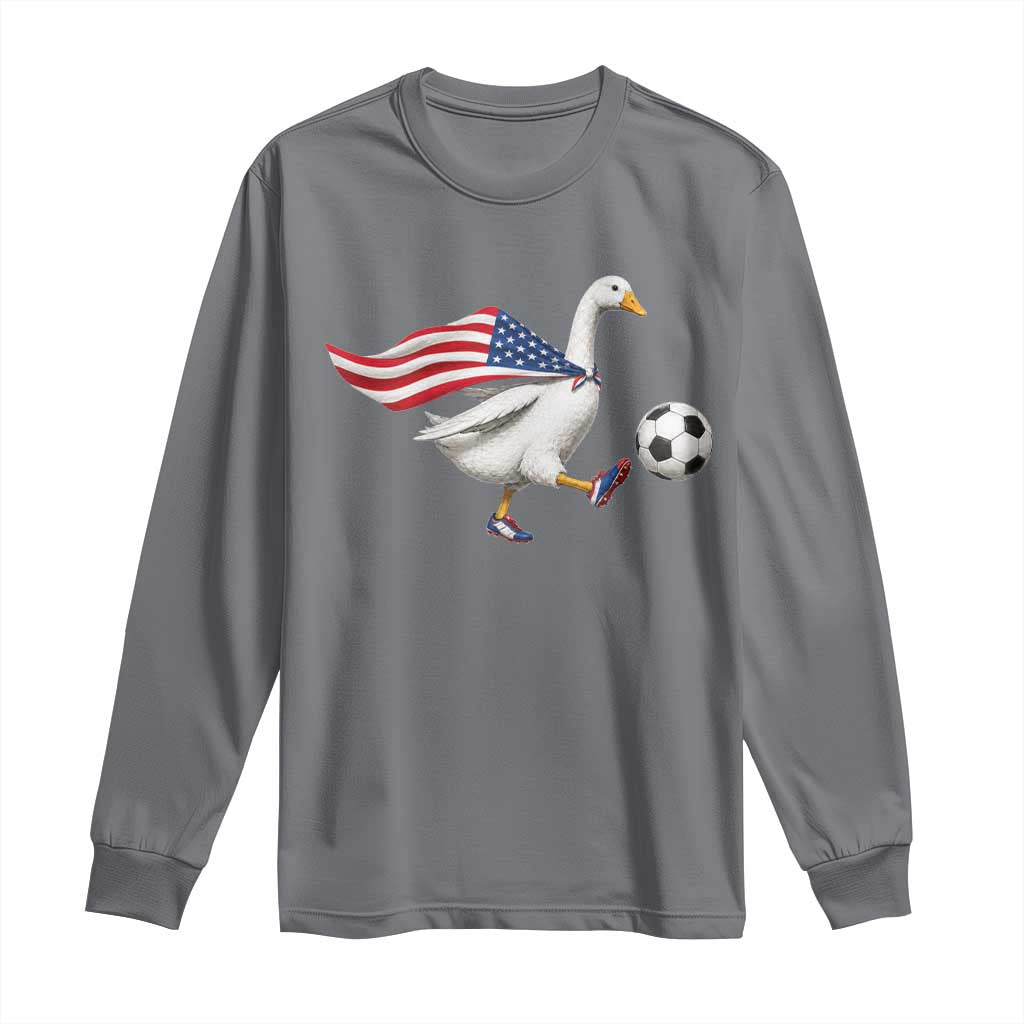 USA Soccer Goose Long Sleeve Shirt American Flag Patriotic Football Fan Graphic TS10 Charcoal Print Your Wear
