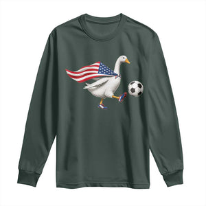 USA Soccer Goose Long Sleeve Shirt American Flag Patriotic Football Fan Graphic TS10 Dark Forest Green Print Your Wear