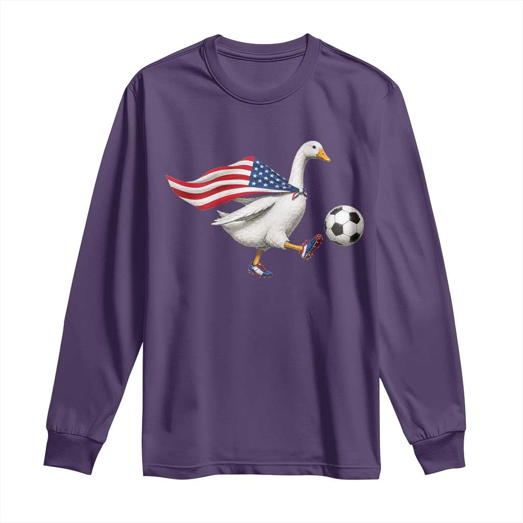 USA Soccer Goose Long Sleeve Shirt American Flag Patriotic Football Fan Graphic TS10 S Purple Print Your Wear