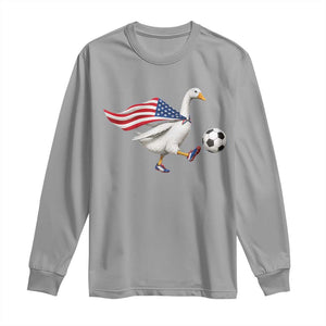 USA Soccer Goose Long Sleeve Shirt American Flag Patriotic Football Fan Graphic TS10 Sport Gray Print Your Wear