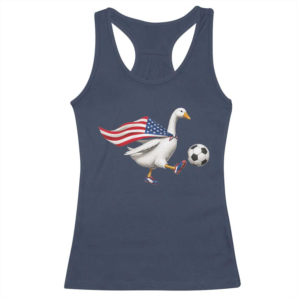 USA Soccer Goose Racerback Tank Top American Flag Patriotic Football Fan Graphic TS10 Navy Print Your Wear