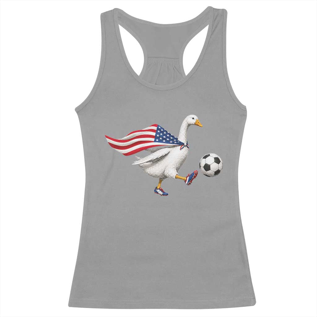 USA Soccer Goose Racerback Tank Top American Flag Patriotic Football Fan Graphic TS10 Sport Gray Print Your Wear