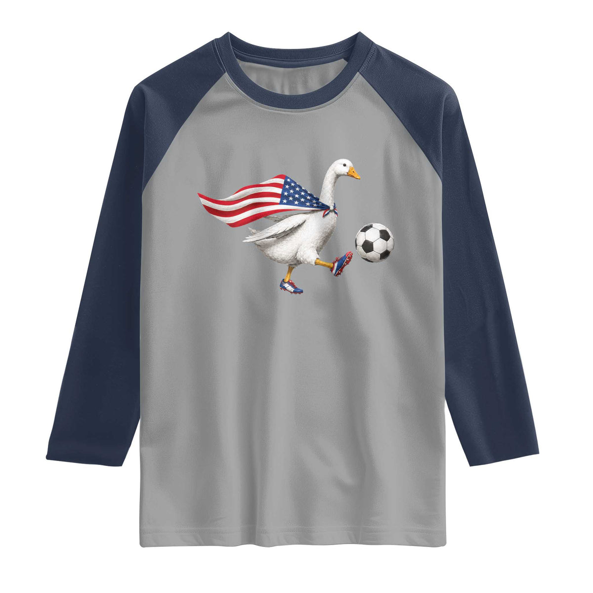 USA Soccer Goose Raglan Shirt American Flag Patriotic Football Fan Graphic TS10 Sport Gray Navy Print Your Wear