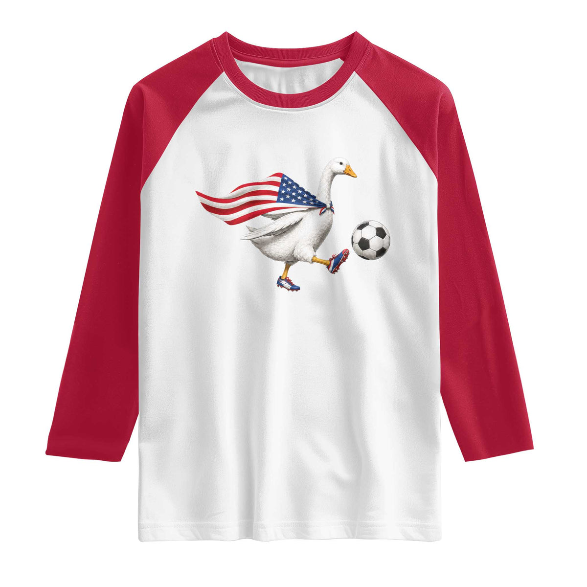 USA Soccer Goose Raglan Shirt American Flag Patriotic Football Fan Graphic TS10 White Red Print Your Wear