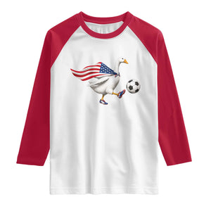 USA Soccer Goose Raglan Shirt American Flag Patriotic Football Fan Graphic TS10 White Red Print Your Wear