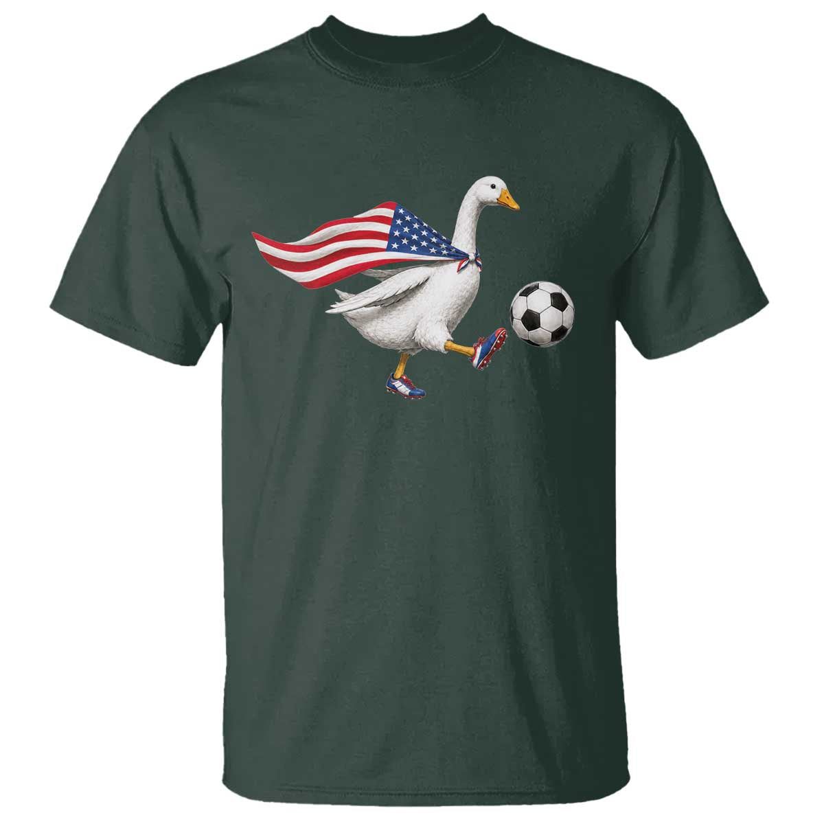 USA Soccer Goose T Shirt American Flag Patriotic Football Fan Graphic TS10 Dark Forest Green Print Your Wear