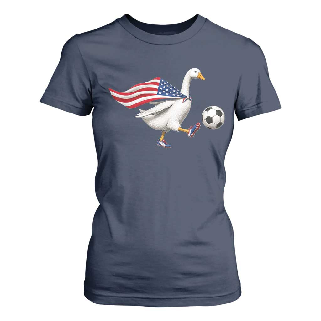 USA Soccer Goose T Shirt For Women American Flag Patriotic Football Fan Graphic TS10 Navy Print Your Wear