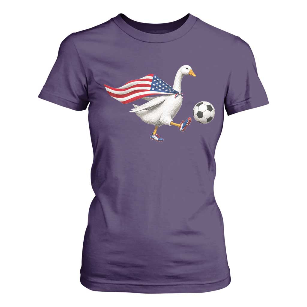 USA Soccer Goose T Shirt For Women American Flag Patriotic Football Fan Graphic TS10 Purple Print Your Wear