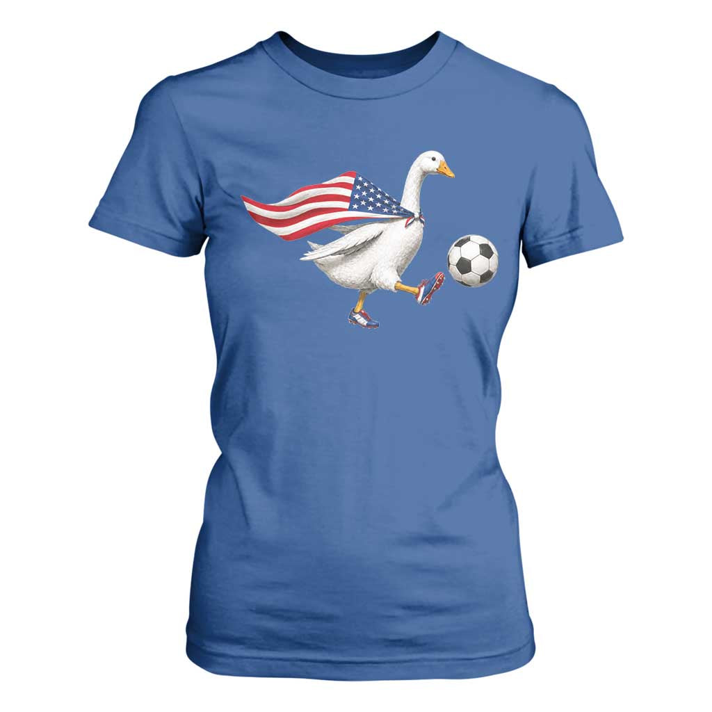 USA Soccer Goose T Shirt For Women American Flag Patriotic Football Fan Graphic TS10 Royal Blue Print Your Wear