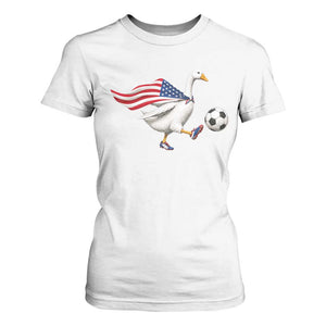 USA Soccer Goose T Shirt For Women American Flag Patriotic Football Fan Graphic TS10 White Print Your Wear
