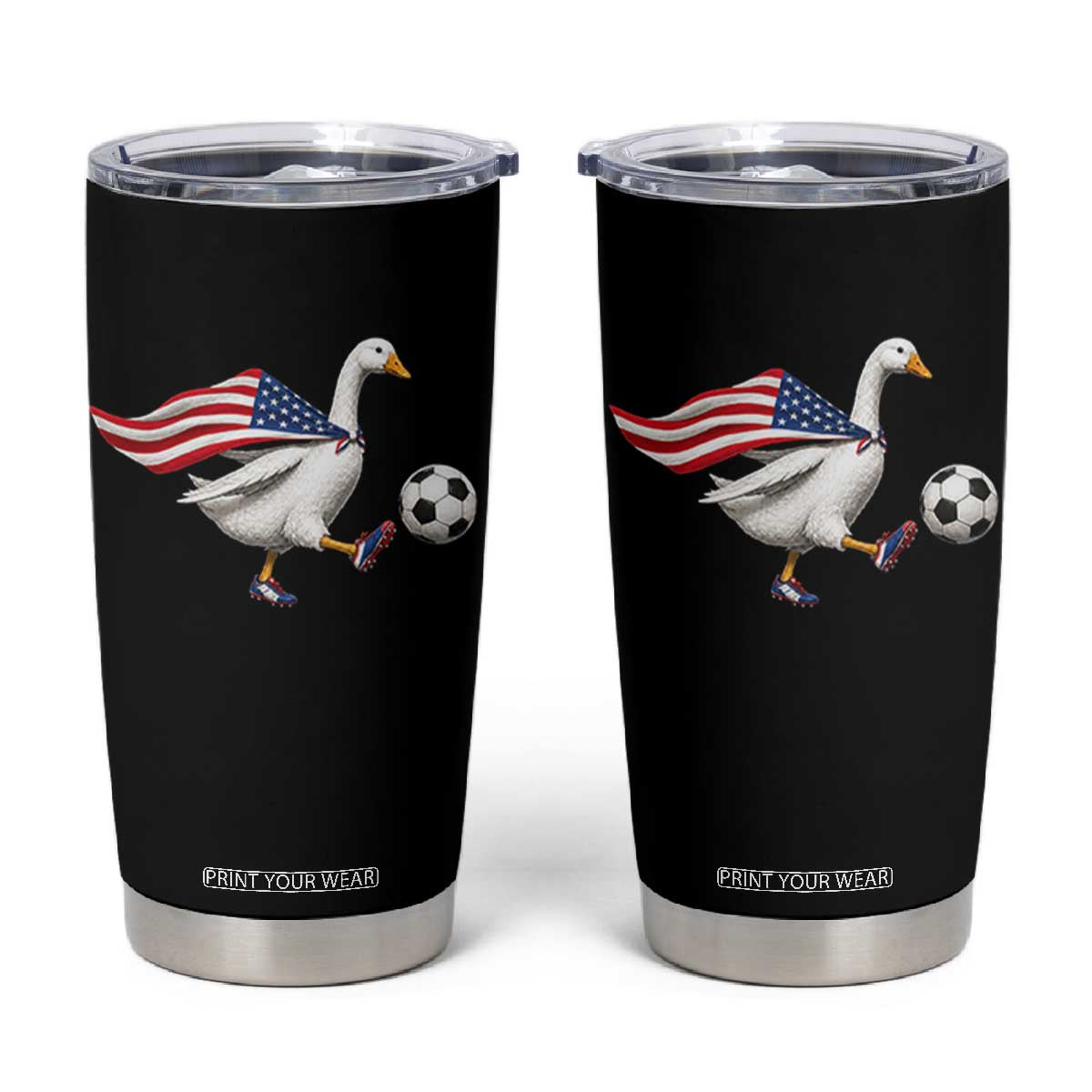 USA Soccer Goose Tumbler Cup American Flag Patriotic Football Fan Graphic TS10 Black Print Your Wear