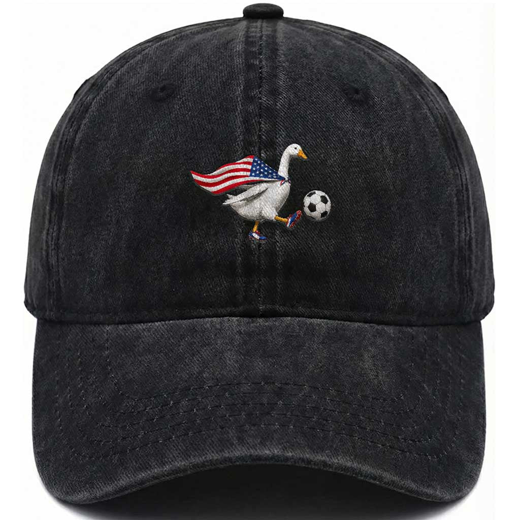 USA Soccer Goose Washed Cotton Baseball Cap American Flag Patriotic Football Fan Graphic TS10 Print Your Wear