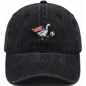 USA Soccer Goose Washed Cotton Baseball Cap American Flag Patriotic Football Fan Graphic TS10 Print Your Wear