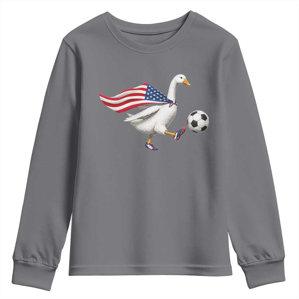 USA Soccer Goose Youth Sweatshirt American Flag Patriotic Football Fan Graphic TS10 Charcoal Print Your Wear