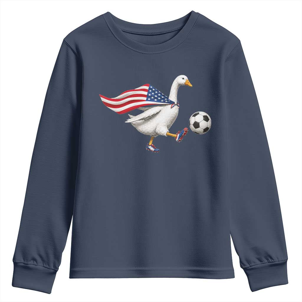 USA Soccer Goose Youth Sweatshirt American Flag Patriotic Football Fan Graphic TS10 Navy Print Your Wear