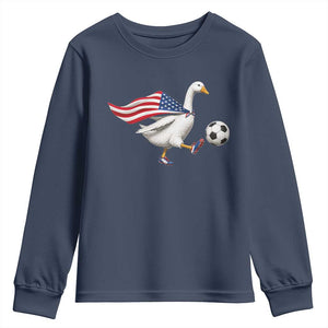 USA Soccer Goose Youth Sweatshirt American Flag Patriotic Football Fan Graphic TS10 Navy Print Your Wear