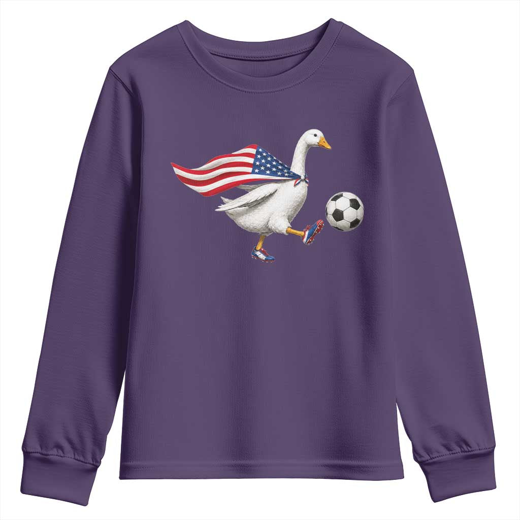 USA Soccer Goose Youth Sweatshirt American Flag Patriotic Football Fan Graphic TS10 Purple Print Your Wear