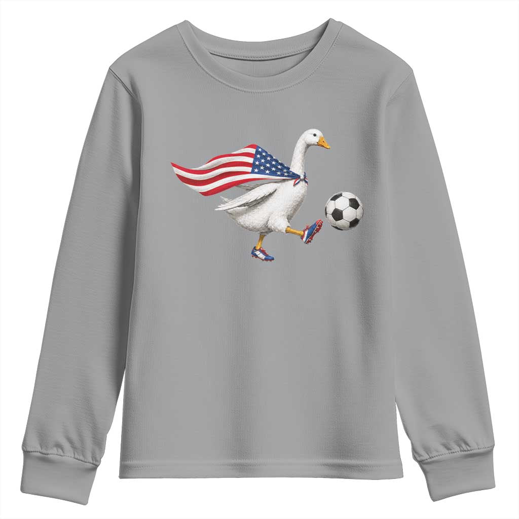 USA Soccer Goose Youth Sweatshirt American Flag Patriotic Football Fan Graphic TS10 Sport Gray Print Your Wear