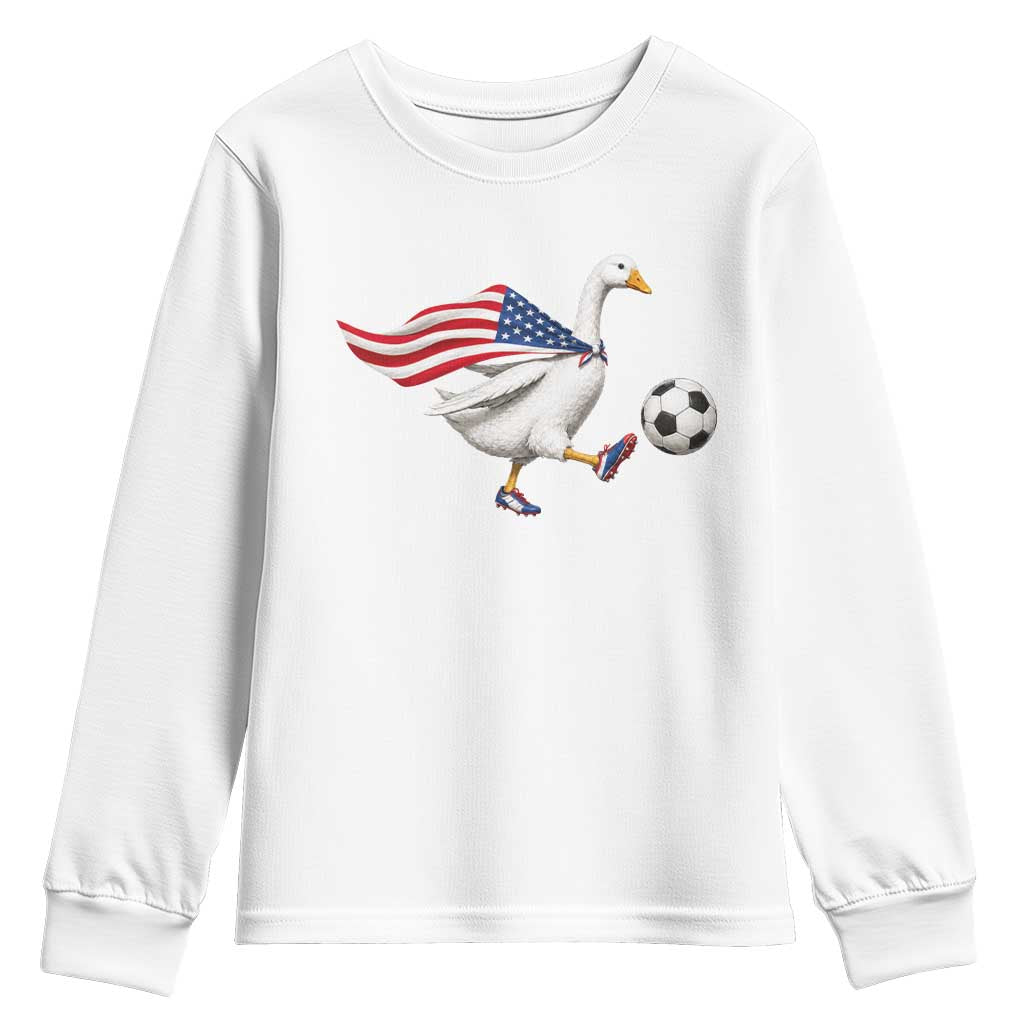 USA Soccer Goose Youth Sweatshirt American Flag Patriotic Football Fan Graphic TS10 White Print Your Wear